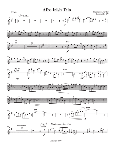 Free Sheet Music Afro Irish Trio For Flute Violin And Cello