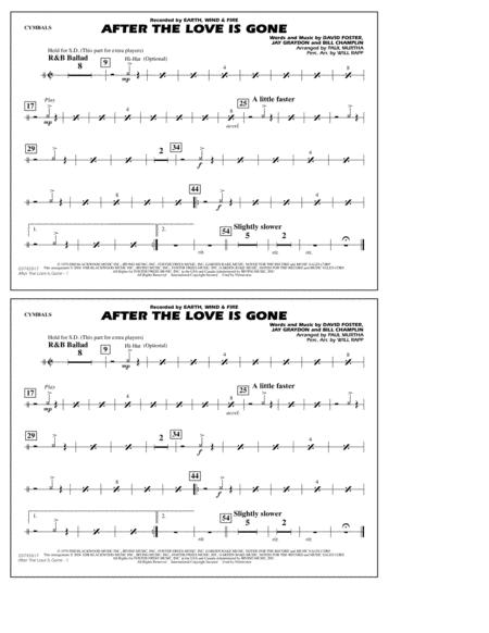 Free Sheet Music After The Love Has Gone Arr Paul Murtha Cymbals