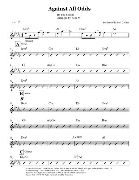 Free Sheet Music Against All Odds Lead Sheet By Phil Collins