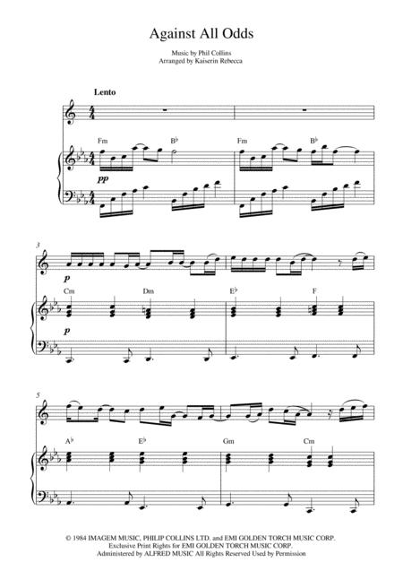 Against All Odds Take A Look At Me Now Alto Saxophone Solo And Piano Accompaniment Sheet Music