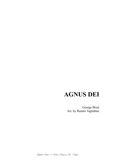 Agnus Dei Bizet Arr For Sa Choir And Piano Organ Sheet Music