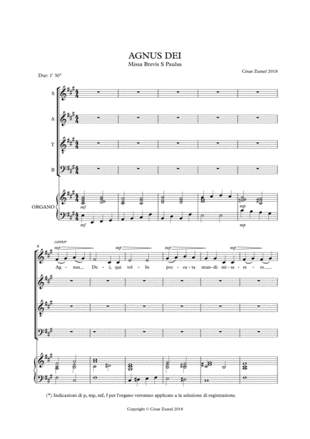 Agnus Dei Brevis Mass Sancti Pauli Sheet Music