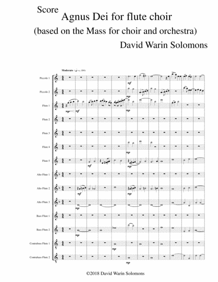 Agnus Dei For Flute Choir Sheet Music