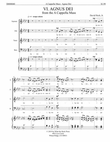 Agnus Dei From The A Cappella Mass Sheet Music