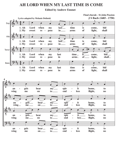 Ah Lord When My Last Time Is Come A Cappella Sheet Music