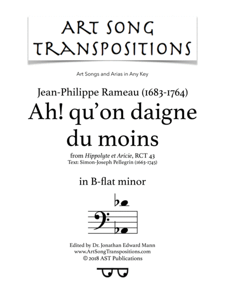 Free Sheet Music Ah Qu On Daigne Du Moins B Flat Minor