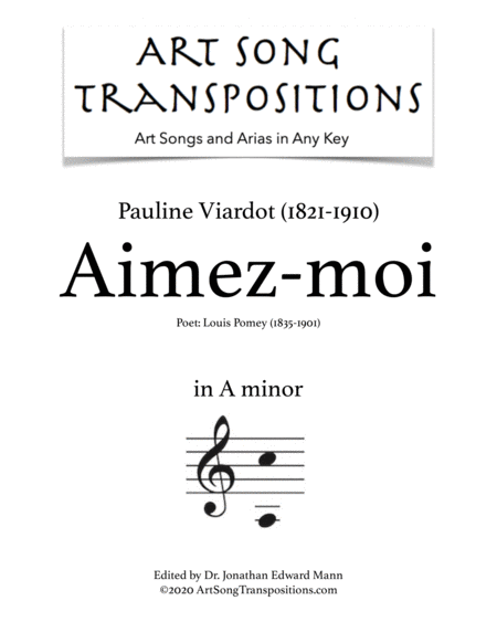 Aimez Moi Transposed To A Minor Sheet Music