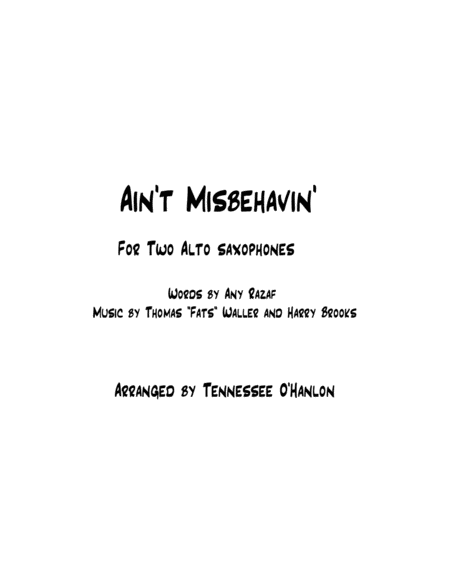 Aint Misbehavin Alto Sax Duet Sheet Music