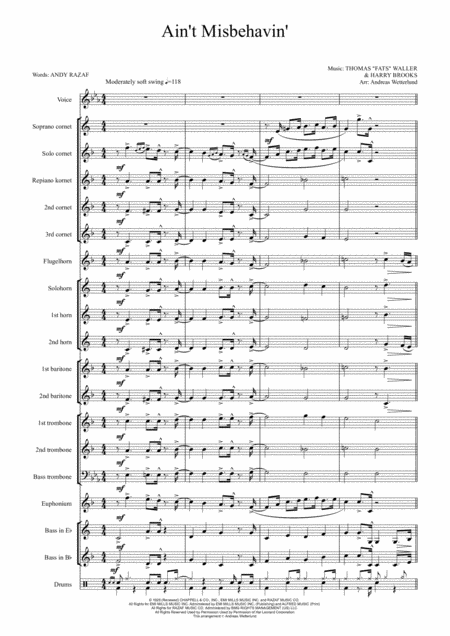 Aint Misbehavin For Brass Band And Soloist Sheet Music