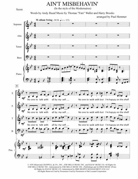 Free Sheet Music Aint Misbehavin In The Style Of The Modernaires Satb Piano