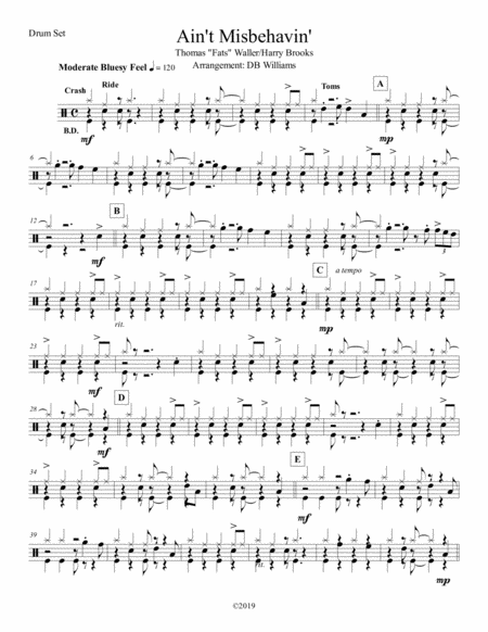 Aint Misbehavin Strings Drum Set Sheet Music