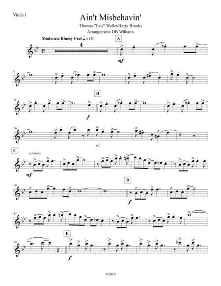 Free Sheet Music Aint Misbehavin Violin 1