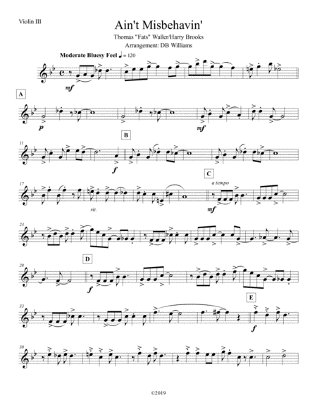 Free Sheet Music Aint Misbehavin Violin 3