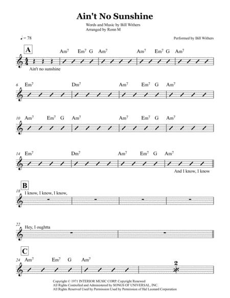 Free Sheet Music Aint No Sunshine Lead Sheet By Bill Withers