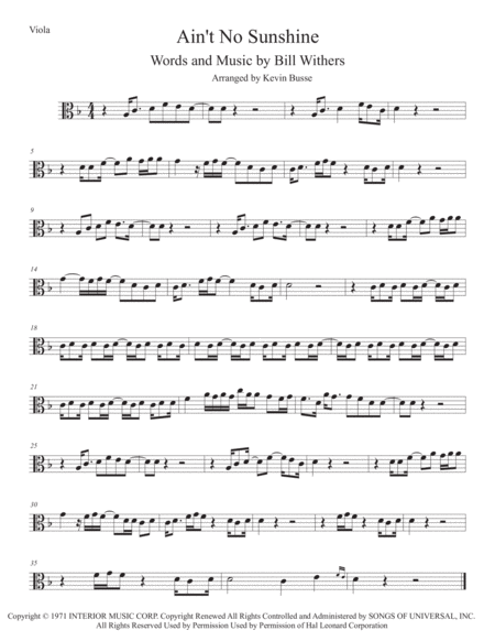 Free Sheet Music Aint No Sunshine Viola