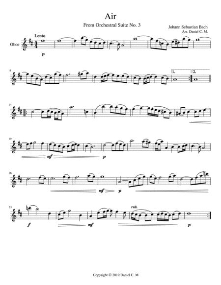 Free Sheet Music Air For Oboe And Piano Simplified