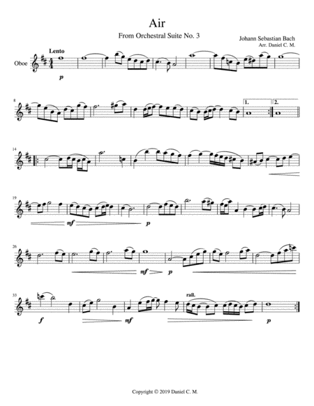 Air For Oboe And Piano Simplified Sheet Music