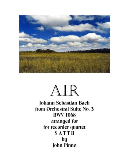 Air From Orchestral Suite No 3 For Recorder Quintet Sattb Sheet Music