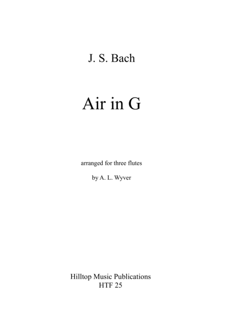 Air From Suite No 3 In D Arr Three Equal Flutes Sheet Music