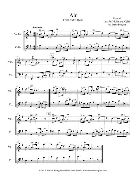 Air From Water Music For Violin And Cello Sheet Music