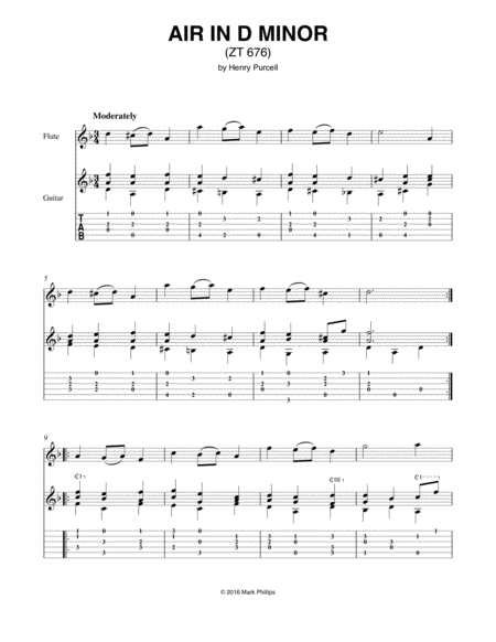 Free Sheet Music Air In D Minor Zt 676