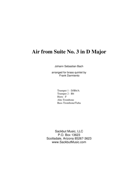 Air On A G String Air From Suite No 3 In D Major Sheet Music