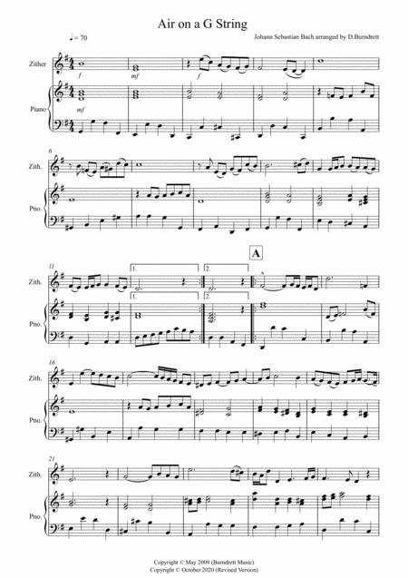 Free Sheet Music Air On A G String For Zither And Piano