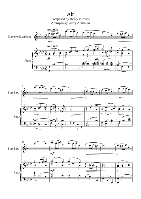 Free Sheet Music Air Soprano Saxophone With Piano Accompaniment