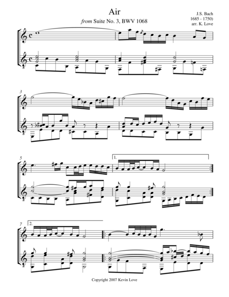 Free Sheet Music Air Violin And Guitar Score And Parts