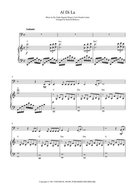 Al Di La Bassoon Solo And Piano Accompaniment With Chords Sheet Music