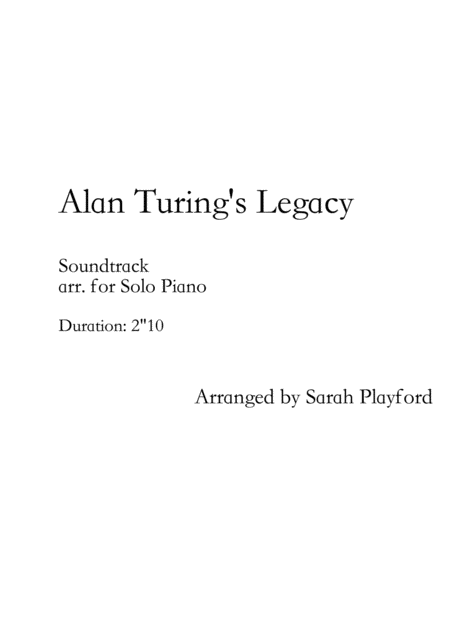 Free Sheet Music Alan Turings Legacy The Imitation Game Piano Solo