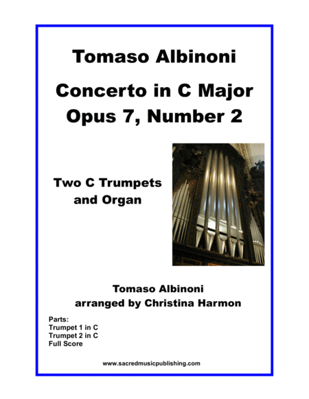 Albinoni Concerto In C Major Opus 7 Number 2 Two Trumpets And Organ Sheet Music