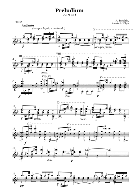 Aleksandr Scriabin Prelude Op 9 No 1 Transcr For Guitar Sheet Music