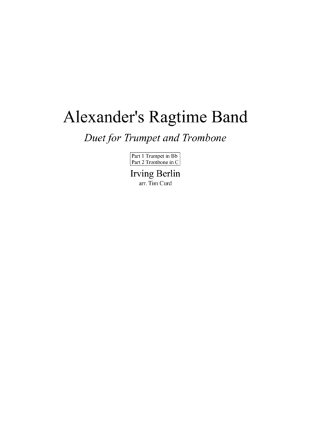 Alexanders Ragtime Band Duet For Trumpet And Trombone Sheet Music