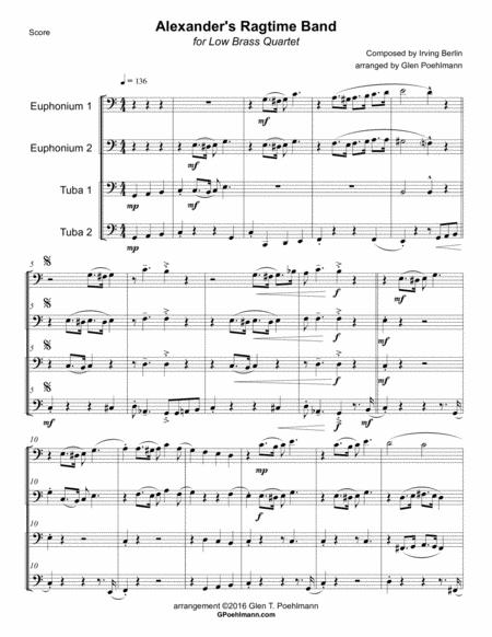 Alexanders Ragtime Band For Low Brass Quartet Unaccompanied Sheet Music