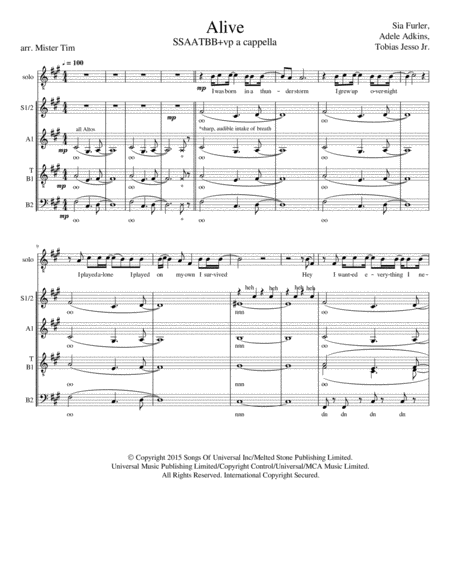 Free Sheet Music Alive