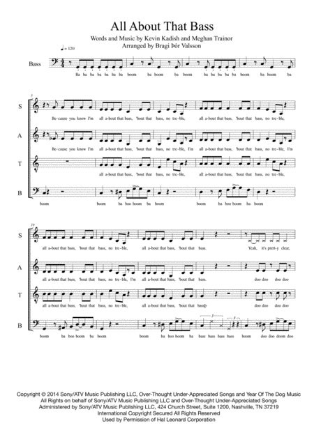 All About That Bass Satb A Capella Sheet Music