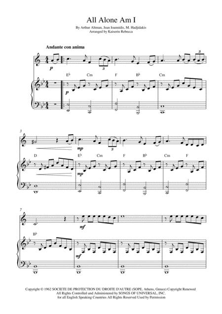 All Alone Am I Tenor Saxophone Solo And Piano Accompaniment Sheet Music