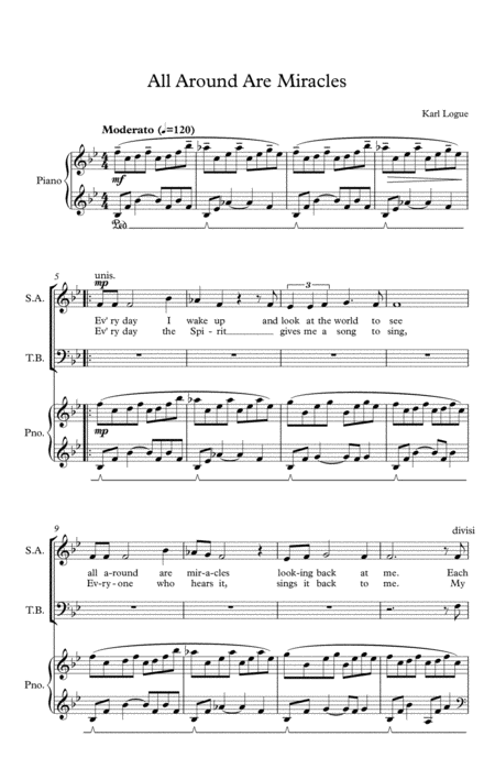 Free Sheet Music All Around Are Miracles Satb