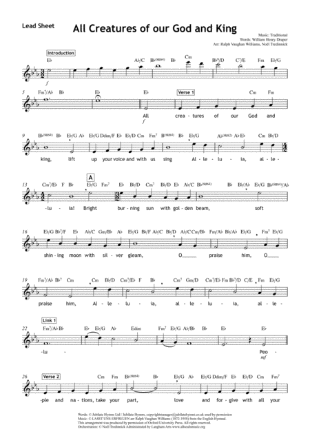 Free Sheet Music All Creatures Of Our God And King Worship Set