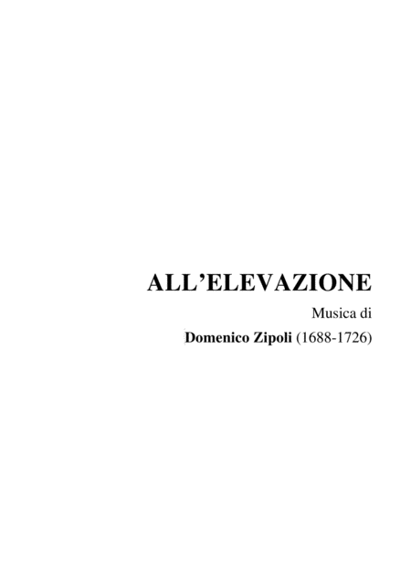 Free Sheet Music All Elevazione Domenico Zipoli 1688 1726 For Organ