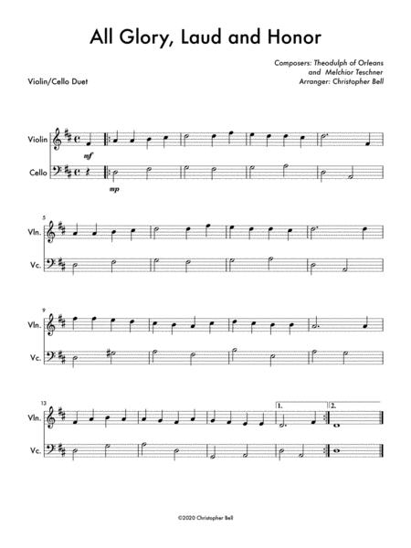 All Glory Laud And Honor Violin Cello Duet Sheet Music