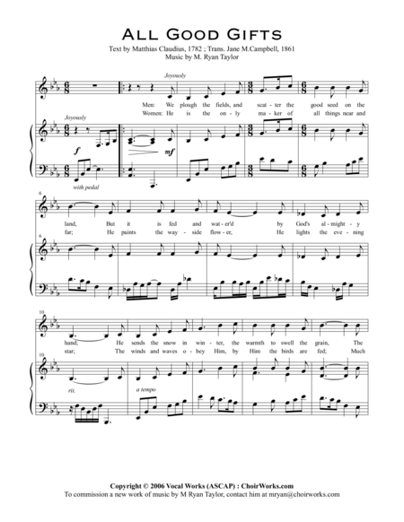 All Good Gifts An Original Setting For Satb Choir And Piano Sheet Music