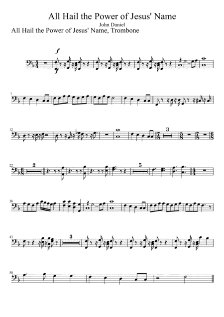 Free Sheet Music All Hail The Power Of Jesus Name Trombone