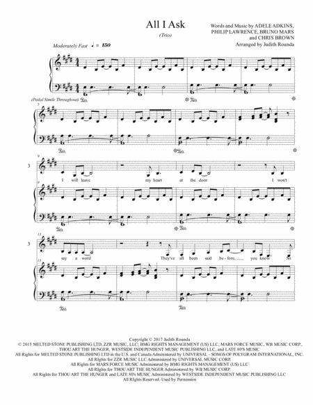 All I Ask Trio Sheet Music