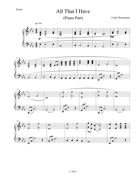 All I Have Piano Part Sheet Music