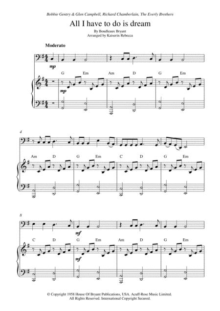 Free Sheet Music All I Have To Do Is Dream Cello Solo And Piano Accompaniment