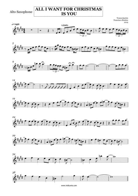 All I Want For Christmas Is You Alto Sax Melody Sheet Music