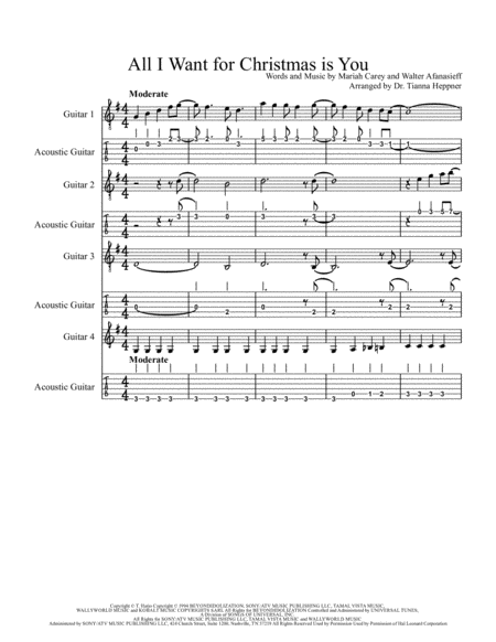 All I Want For Christmas Is You Guitar Ensemble Sheet Music