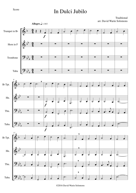 All Is Well Duet For C Trumpet And French Horn Sheet Music